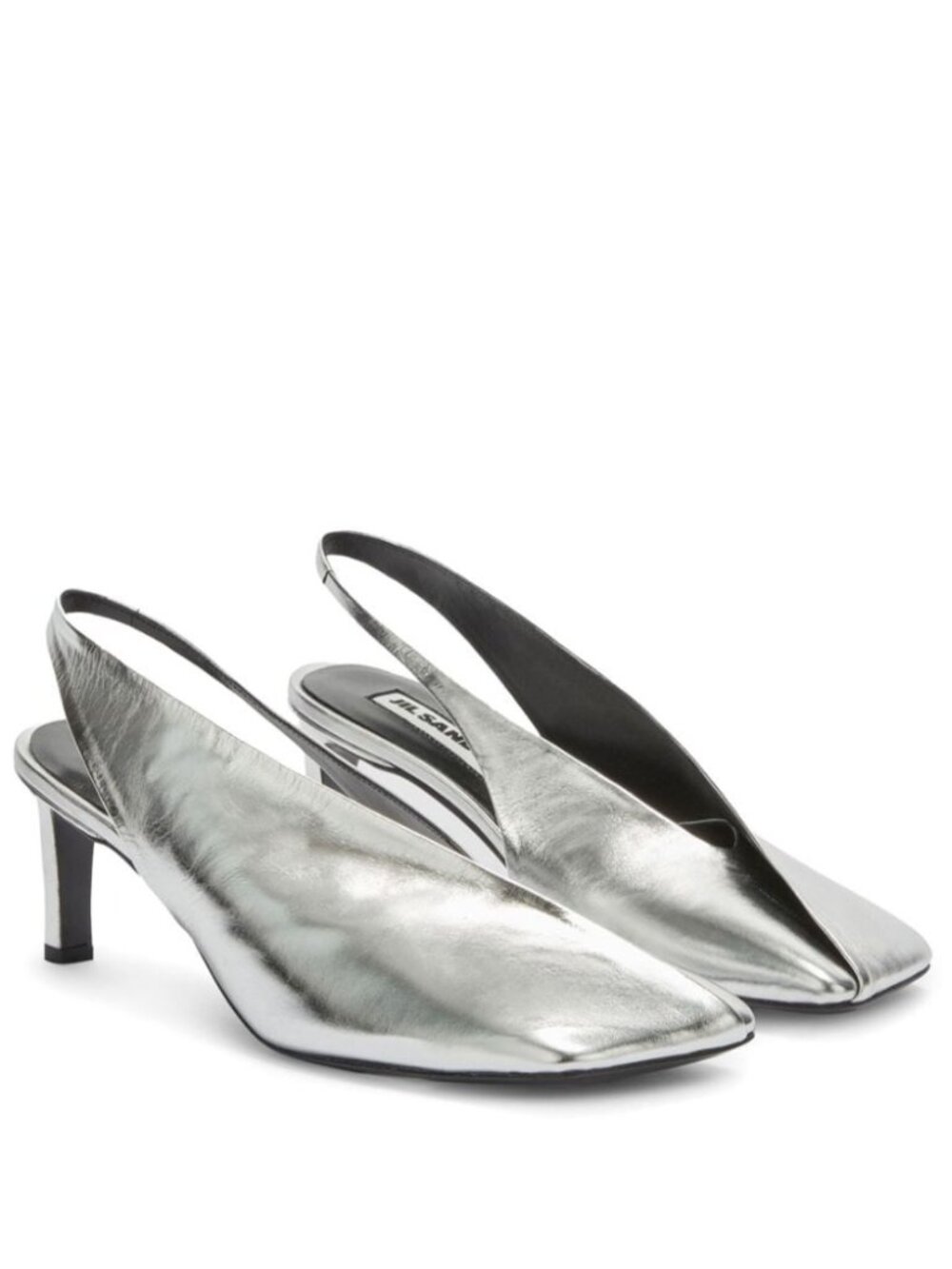 JIL SANDER Metallic Leather Square-Toe Slingback Mules *BRAND NEW W/ BOX* - Picture 9 of 11